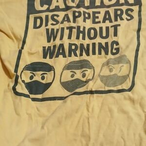 Yellow Graphic T-Shirt with Caution Print